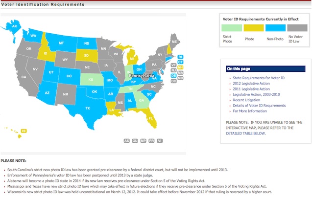 Map Of Voter Id Laws Nationwide